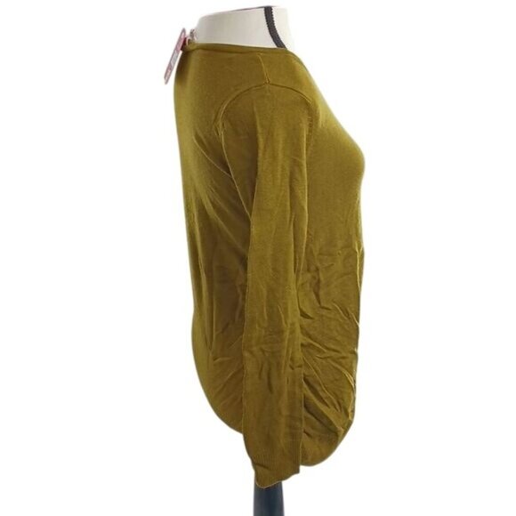 Isabel Maternity Sweater Olive Green Pullover Ruched V Neck Womens Size XS - Picture 4 of 7